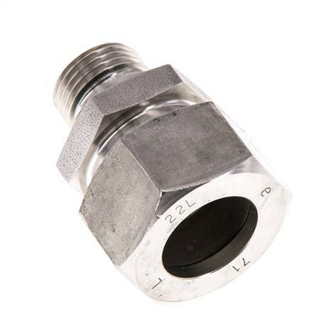 G 1/2'' Macho x 22L Anillo de corte recto de acero inoxidable con junta FKM 160 Bar DIN 2353
