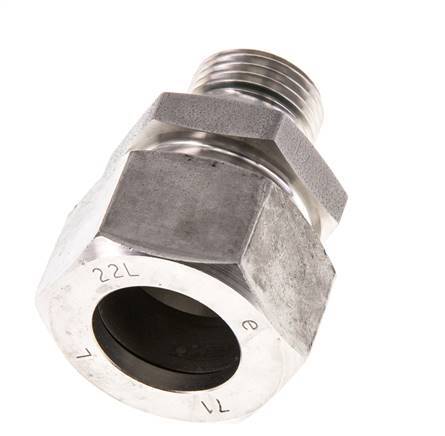G 1/2'' Macho x 22L Anillo de corte recto de acero inoxidable con junta FKM 160 Bar DIN 2353