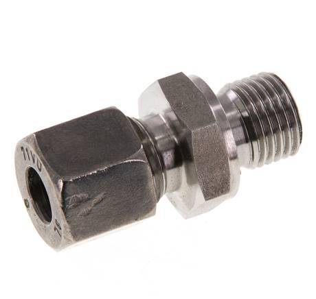 G 1/4'' Macho x 8L Anillo de corte recto de acero inoxidable con junta FKM 315 Bar DIN 2353