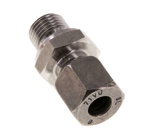 G 1/4'' Macho x 8L Anillo de corte recto de acero inoxidable con junta FKM 315 Bar DIN 2353