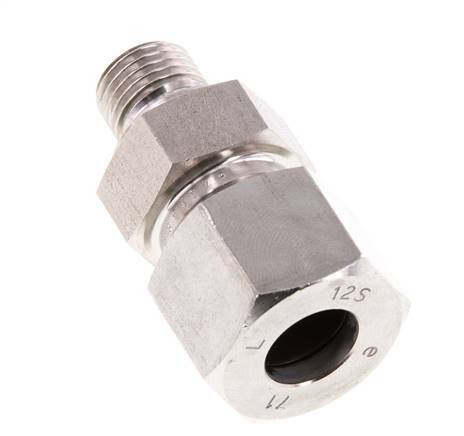 G 1/4'' Macho x 12S Anillo de corte recto de acero inoxidable con junta FKM 630 Bar DIN 2353