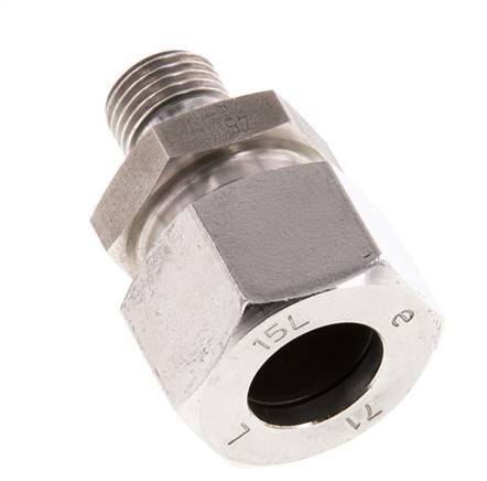 G 1/4'' Macho x 15L Anillo de corte recto de acero inoxidable con junta FKM 315 Bar DIN 2353