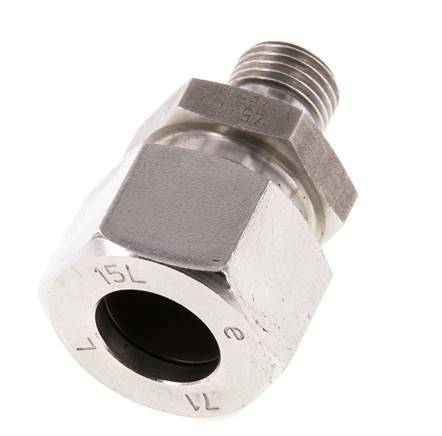 G 1/4'' Macho x 15L Anillo de corte recto de acero inoxidable con junta FKM 315 Bar DIN 2353