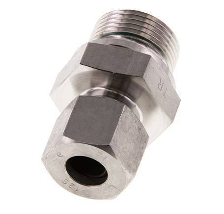 G 3/4'' Macho x 12S Anillo de corte recto de acero inoxidable con junta FKM 630 Bar DIN 2353