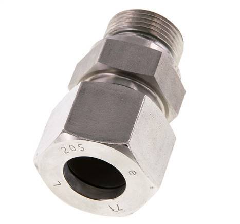 G 3/4'' Macho x 20S Anillo de corte recto de acero inoxidable con junta FKM 400 Bar DIN 2353