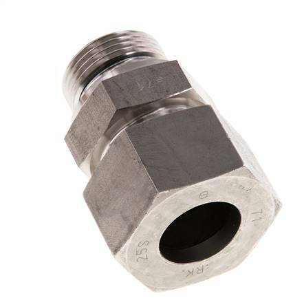 G 1'' Macho x 25S Anillo de corte recto de acero inoxidable con junta FKM 400 Bar DIN 2353