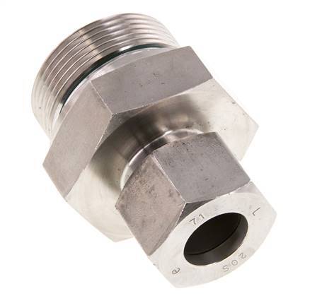 G 1 1/2'' Macho x 20S Anillo de corte recto de acero inoxidable con junta FKM 400 Bar DIN 2353