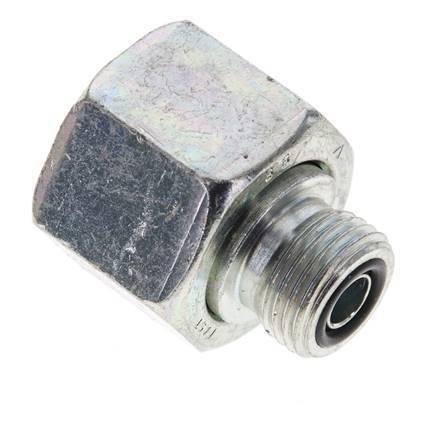 UNS 1''-14 x UN 11/16''-16 F/M Zinc plated Steel Reducing Adapter ORFS 400 Bar - Hydraulic