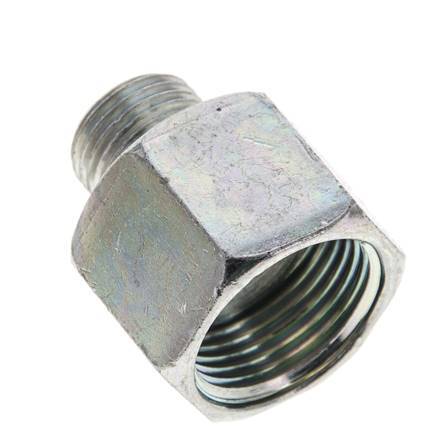 UNS 1''-14 x UN 11/16''-16 F/M Zinc plated Steel Reducing Adapter ORFS 400 Bar - Hydraulic