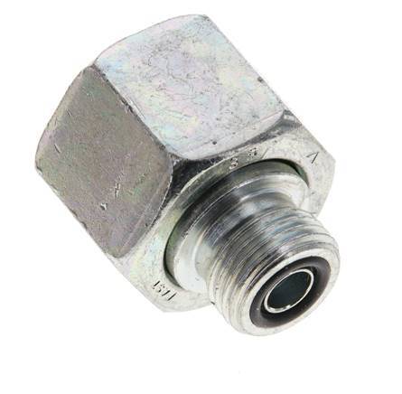 UNS 1''-14 x UN 11/16''-16 F/M Zinc plated Steel Reducing Adapter ORFS 400 Bar - Hydraulic