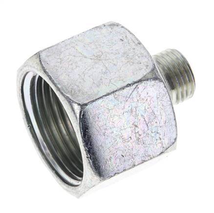 UN 1-3/16''-12 x UNF 9/16''-18 F/M Zinc plated Steel Reducing Adapter ORFS 400 Bar - Hydraulic