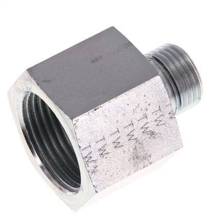 G 1/2'' x G 1'' M/F Zinc plated Steel Reducing Adapter 400 Bar - Hydraulic