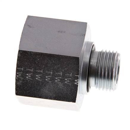 G 1/2'' x G 1'' M/F Zinc plated Steel Reducing Adapter 400 Bar - Hydraulic