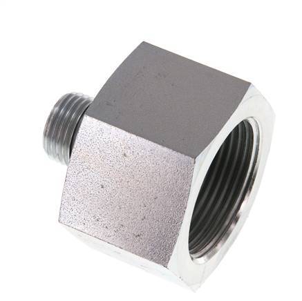 G 1/2'' x G 1 1/4'' M/F Zinc plated Steel Reducing Adapter 400 Bar - Hydraulic