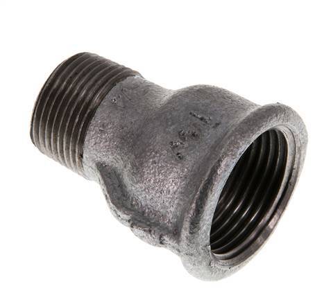 R 3/4'' x Rp 1'' M/F Zinc plated Cast iron Reducing Adapter 25 Bar [2 Pieces]