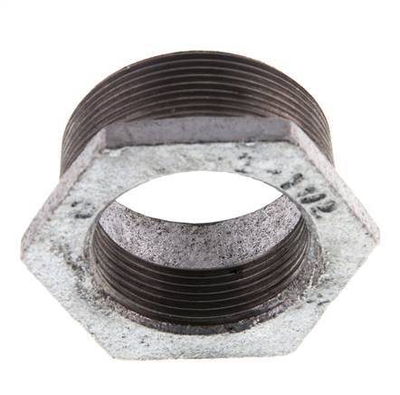R 2'' x Rp 1 1/2'' M/F Anillo reductor de hierro fundido galvanizado 25 Bar