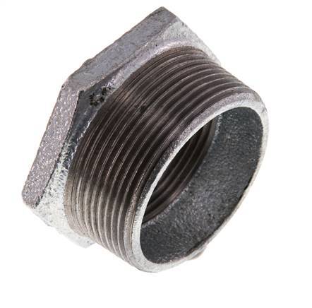 R 2'' x Rp 1 1/2'' M/F Anillo reductor de hierro fundido galvanizado 25 Bar