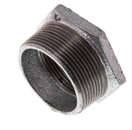 R 2'' x Rp 1 1/2'' M/F Anillo reductor de hierro fundido galvanizado 25 Bar