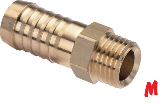 M8x0.75 Male x 9mm Brass Hose barb 16 Bar [5 Pieces]