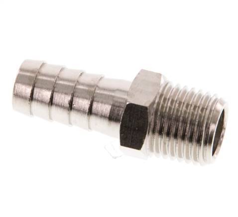 R 1/4'' Macho x 10mm Latón Niquelado Llave de manguera 16 Bar [5 Piezas]