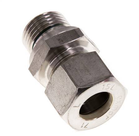 G 1/2'' Macho x 15L Racor de compresión recto de acero inoxidable con junta FKM 315 Bar DIN 2353