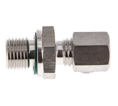 G 1/4'' Male x 6L Stainless steel Straight Compression Fitting with FKM Seal 315 Bar DIN 2353