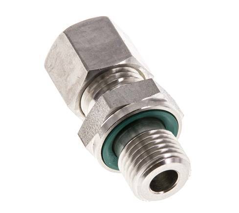 G 1/4'' Male x 8L Stainless steel Straight Compression Fitting with FKM Seal 315 Bar DIN 2353