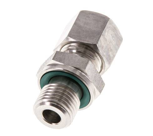 G 1/4'' Macho x 8L Racor de compresión recto de acero inoxidable con junta FKM 315 Bar DIN 2353