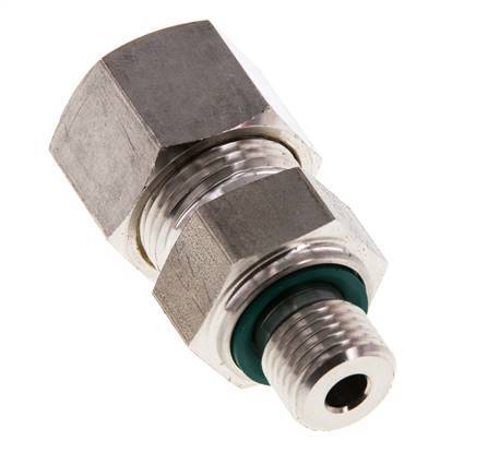 G 1/4'' Male x 12S Stainless steel Straight Compression Fitting with FKM Seal 630 Bar DIN 2353