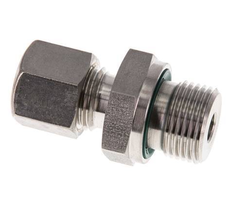 G 3/8'' Male x 8L Stainless steel Straight Compression Fitting with FKM Seal 315 Bar DIN 2353