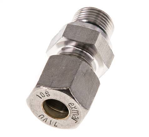 G 3/8'' Macho x 10S Racor de compresión recto de acero inoxidable con junta FKM 630 Bar DIN 2353