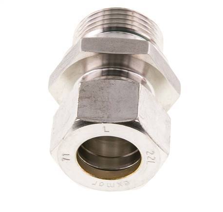 G 1'' Male x 22L Stainless steel Straight Compression Fitting with FKM Seal 160 Bar DIN 2353