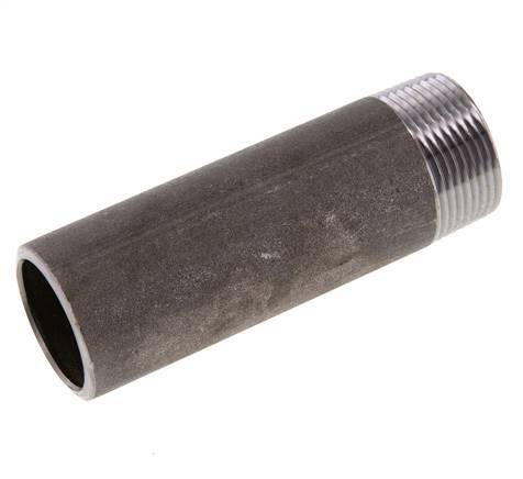 R 1 1/4'' Male x 42.4mm Steel Pipe Nipple with Welding End 50 Bar DIN 2982 - 120mm