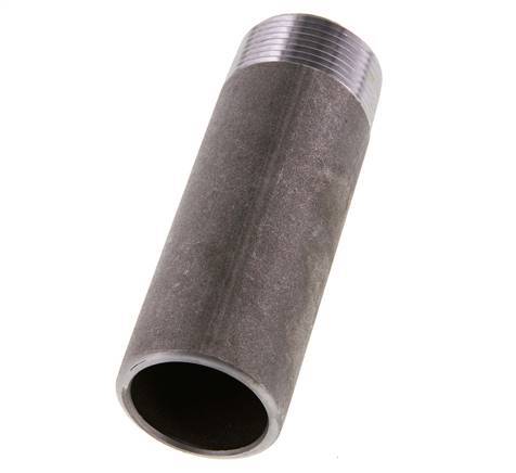 R 1 1/4'' Male x 42.4mm Steel Pipe Nipple with Welding End 50 Bar DIN 2982 - 120mm