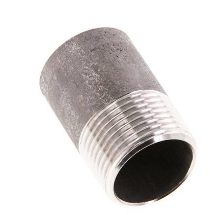 R 3/4'' Male x 26.9mm Stainless steel Pipe Nipple with Welding End 20 Bar DIN 2982 - 40mm