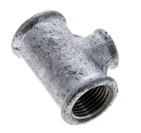 Rp 1/2'' x Rp 1/4'' Zinc plated Cast iron Tee 25 Bar [2 Pieces]
