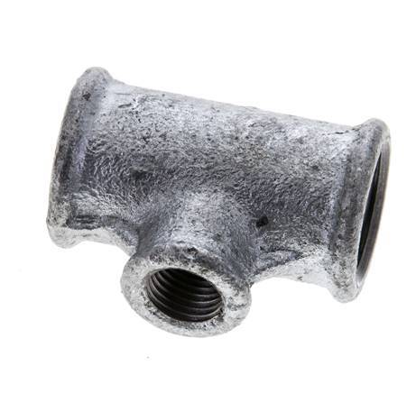 Rp 1/2'' x Rp 1/4'' Zinc plated Cast iron Tee 25 Bar [2 Pieces]