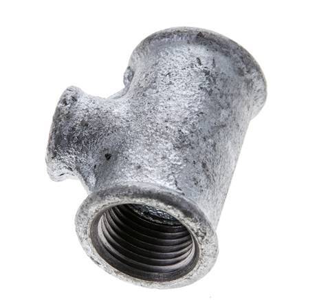 Rp 1/2'' x Rp 1/4'' Zinc plated Cast iron Tee 25 Bar [2 Pieces]