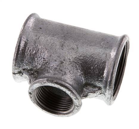 Rp 1 1/2'' x Rp 1'' T de hierro fundido galvanizado 25 Bar