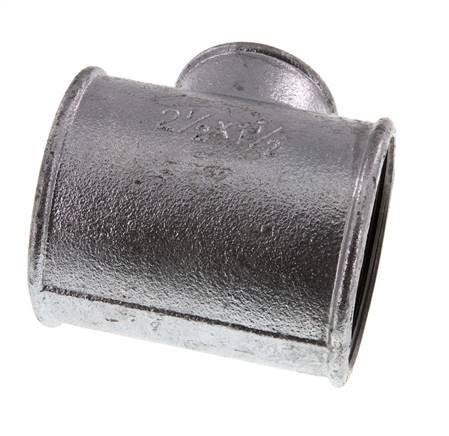 Rp 2 1/2'' x Rp 1 1/2'' T de hierro fundido galvanizado 25 Bar