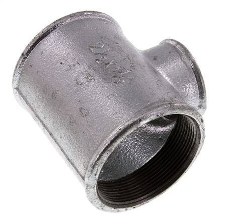 Rp 2 1/2'' x Rp 1 1/2'' T de hierro fundido galvanizado 25 Bar