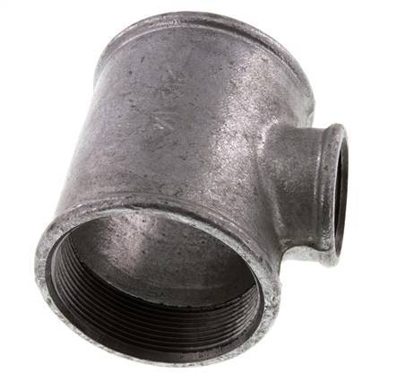 Rp 2 1/2'' x Rp 1 1/4'' T de hierro fundido galvanizado 25 Bar