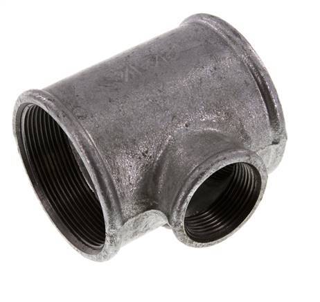 Rp 2 1/2'' x Rp 1 1/4'' T de hierro fundido galvanizado 25 Bar