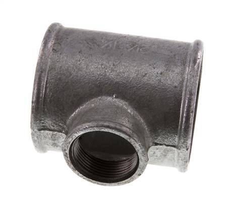 Rp 2 1/2'' x Rp 1 1/4'' T de hierro fundido galvanizado 25 Bar