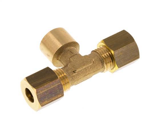 G 1/8'' x 6mm Accesorio de compresión en T de latón 150 Bar DIN EN 1254-2
