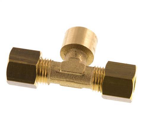 G 1/8'' x 6mm Accesorio de compresión en T de latón 150 Bar DIN EN 1254-2