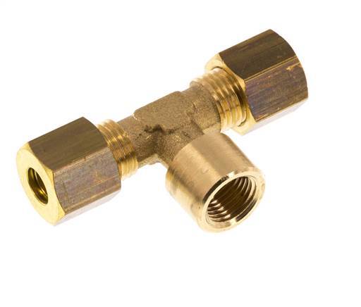 G 1/8'' x 6mm Accesorio de compresión en T de latón 150 Bar DIN EN 1254-2