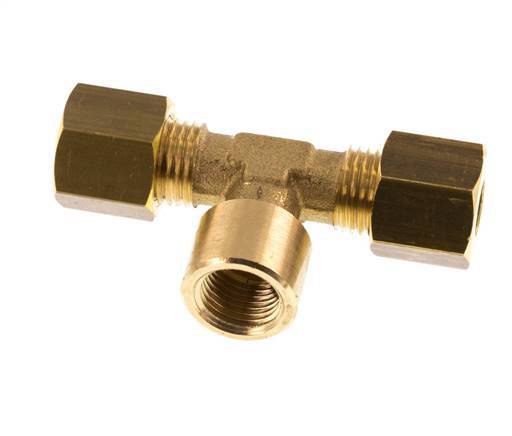 G 1/8'' x 6mm Accesorio de compresión en T de latón 150 Bar DIN EN 1254-2