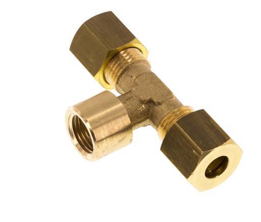 G 1/8'' x 6mm Accesorio de compresión en T de latón 150 Bar DIN EN 1254-2