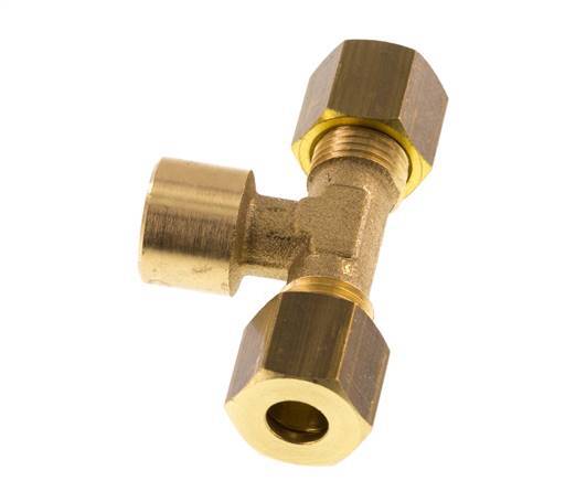 G 1/8'' x 6mm Accesorio de compresión en T de latón 150 Bar DIN EN 1254-2